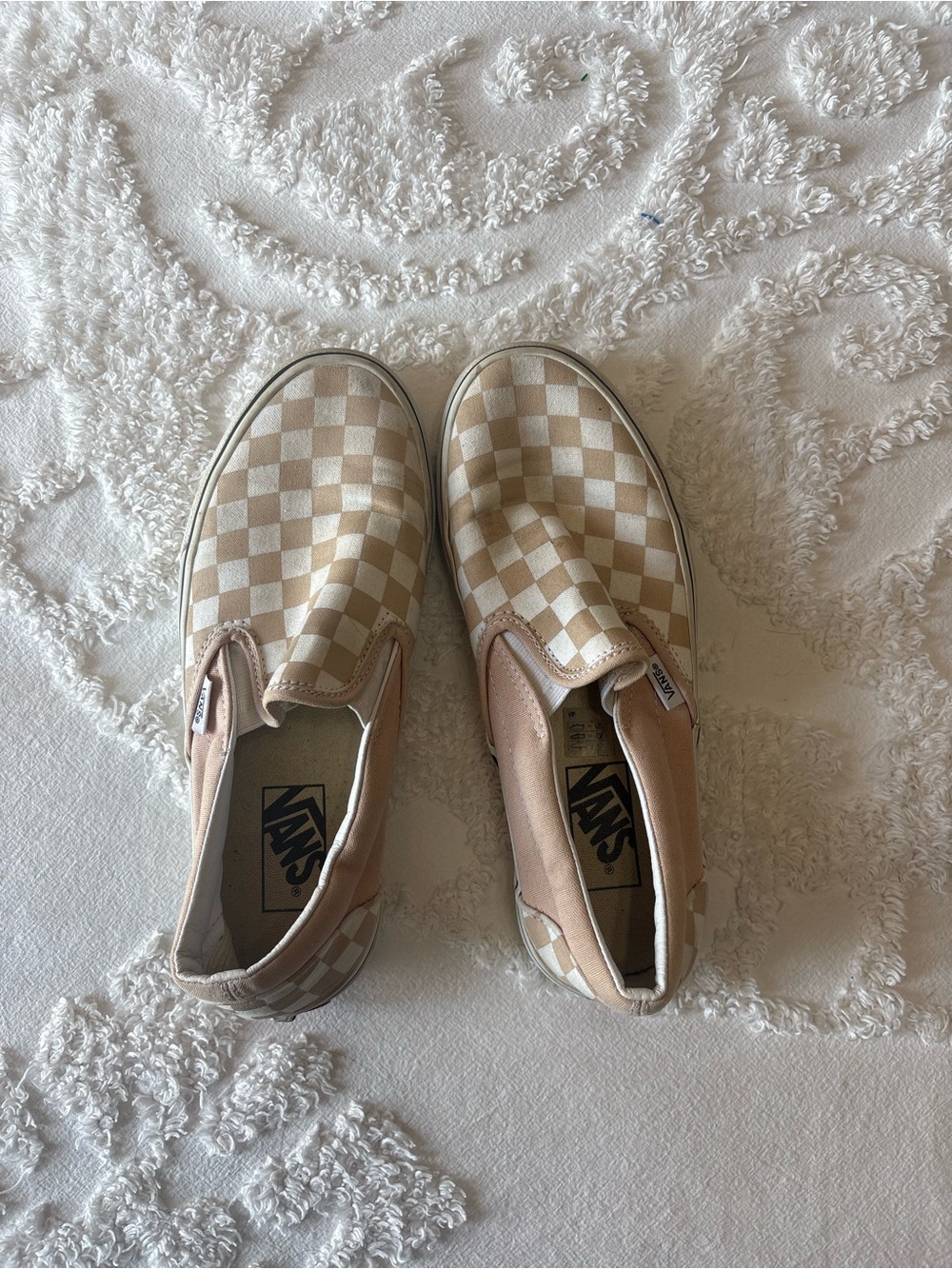 Vans Slip-On Checkerboard in Tan and White